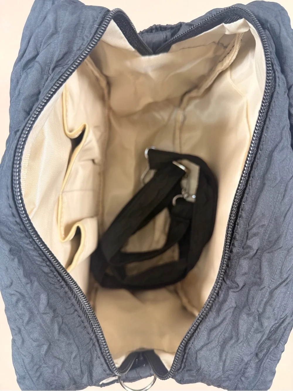 Black Quilted Mini Diaper Bag with Plush Charm